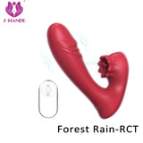 S371-2_silicone vibration waterproof double anal and woman g spot lick vagina clitoris sex toy massage vibrator red