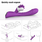 S076_Silicone Electric Adult Sex Toy Vibrating Rotation Licking Tongue Dildo Vibrator for Woman Sex Products USB Charging【S076】